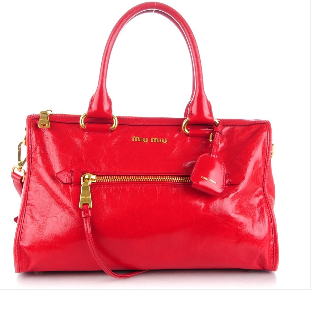 MIU MIU Vitello Shine Zip HandBag